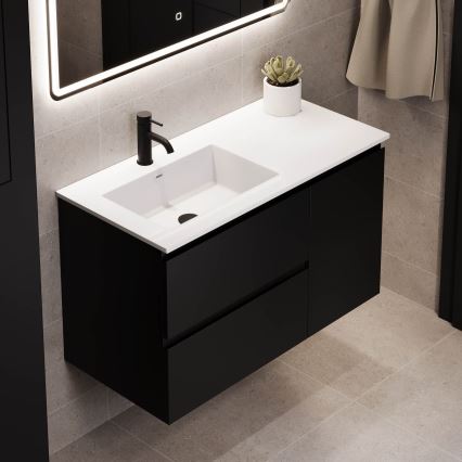 HELSINKI 95 cm Left-Hand Bathroom Vanity with Sink/Black