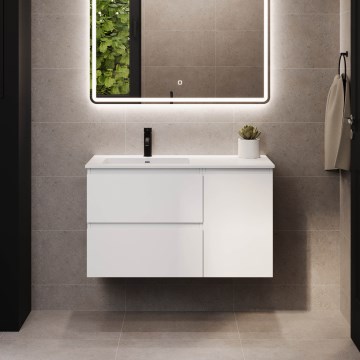 HELSINKI 95 cm Left‑Hand Bathroom Vanity with Basin / White
