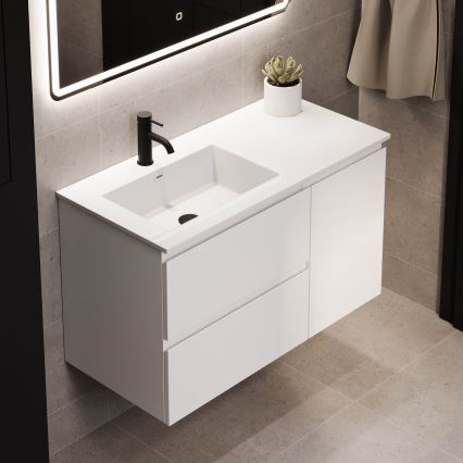 HELSINKI 95 cm Left‑Hand Bathroom Vanity with Basin / White