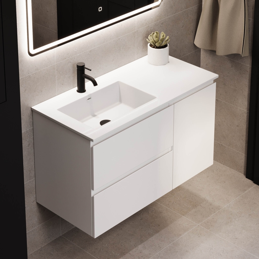 HELSINKI 95 cm Left‑Hand Bathroom Vanity with Basin / White