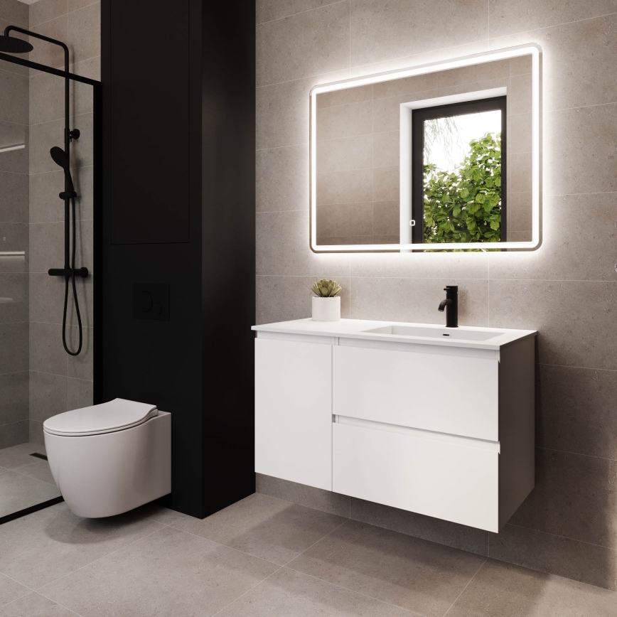 HELSINKI 95 cm Right‑Hand Bathroom Vanity with Sink – White