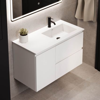 HELSINKI 95 cm Right‑Hand Bathroom Vanity with Sink – White