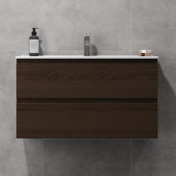 HENRY 91 cm Bathroom Vanity with Sink, Walnut