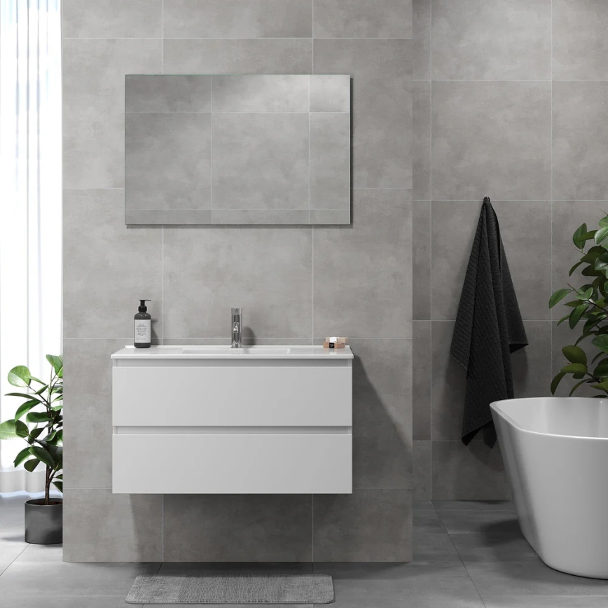 HENRY 91 cm White Bathroom Vanity with Sink