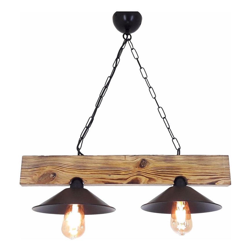 HEPSI cable pendant light 2xE27/40W/230V, spruce/walnut finish