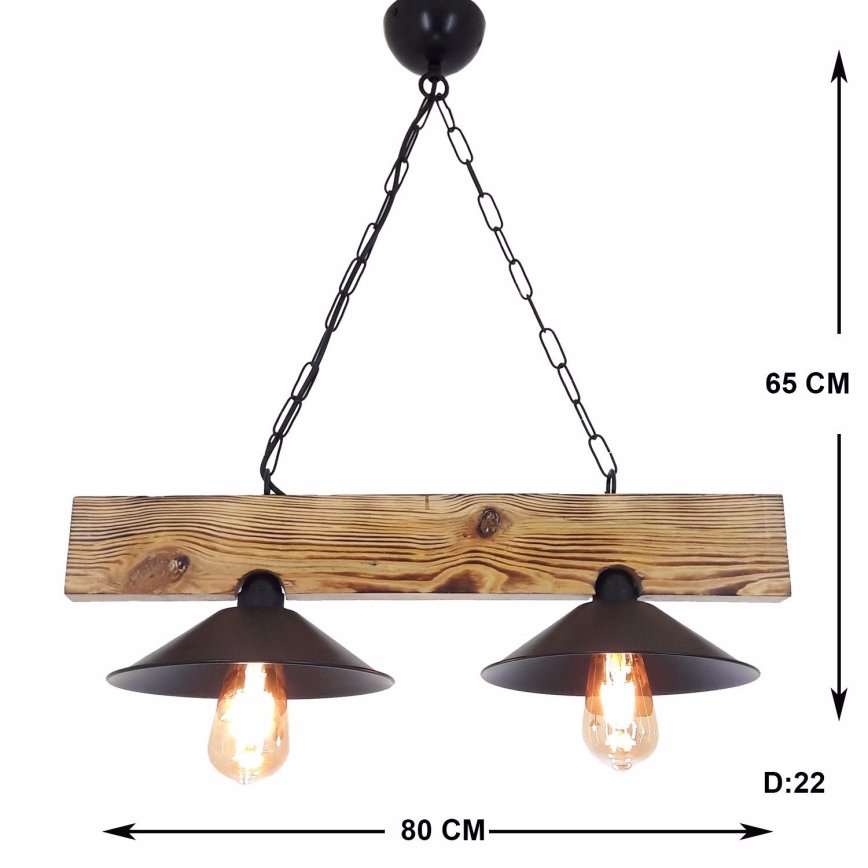 HEPSI cable pendant light 2xE27/40W/230V, spruce/walnut finish
