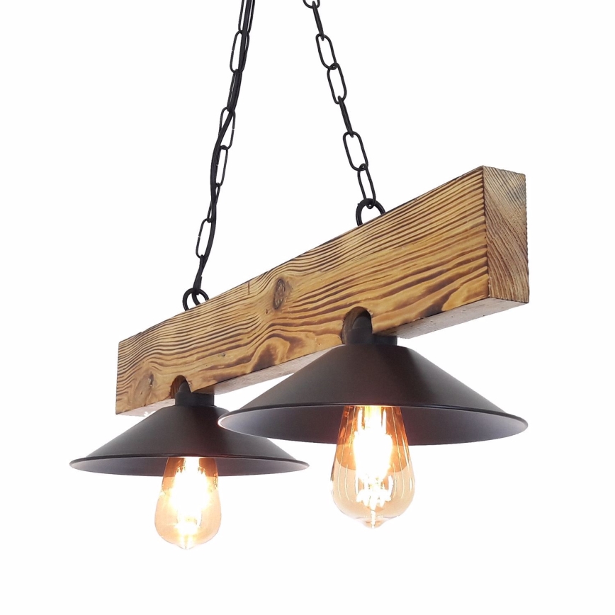 HEPSI cable pendant light 2xE27/40W/230V, spruce/walnut finish