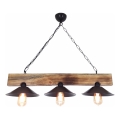 HEPSI cable-suspended pendant light 3xE27/40W/230V, spruce/walnut