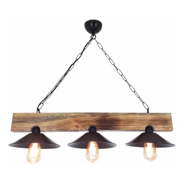HEPSI cable-suspended pendant light 3xE27/40W/230V, spruce/walnut