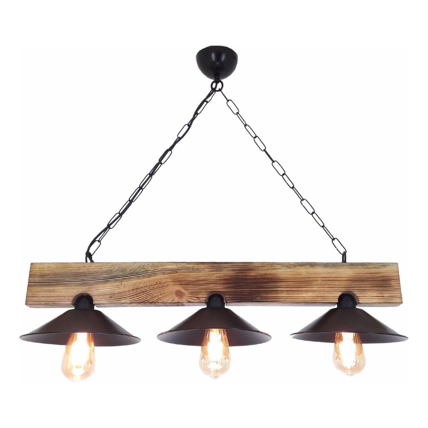 HEPSI cable-suspended pendant light 3xE27/40W/230V, spruce/walnut