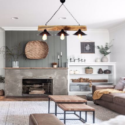 HEPSI cable-suspended pendant light 3xE27/40W/230V, spruce/walnut