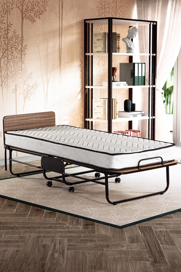 HERON Foldable Metal Single Bed 80x190 cm, White — Maximum Load 120 kg