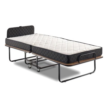 HERON Folding Metal Single Bed 90x204 cm, White, Load Capacity 120 kg