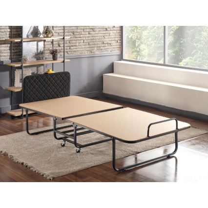 HERON Folding Metal Single Bed 90x204 cm, White, Load Capacity 120 kg