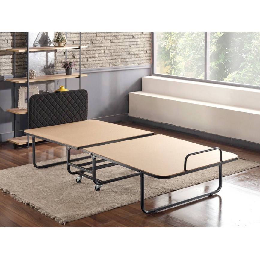 HERON Folding Metal Single Bed 90x204 cm, White, Load Capacity 120 kg