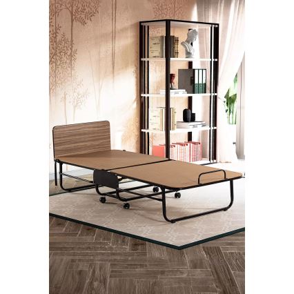 HERON Folding Metal Single Bed with Mattress, 80x190 cm, White — 120 kg Weight Capacity