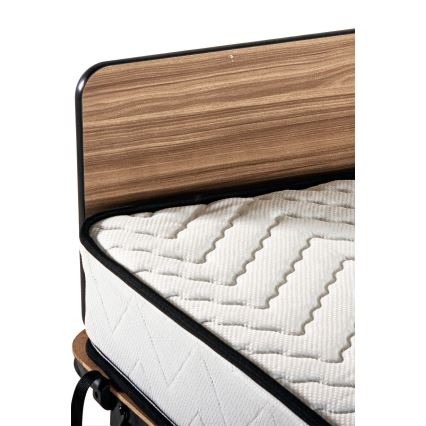 HERON Folding Metal Single Bed with Mattress, 80x190 cm, White — 120 kg Weight Capacity