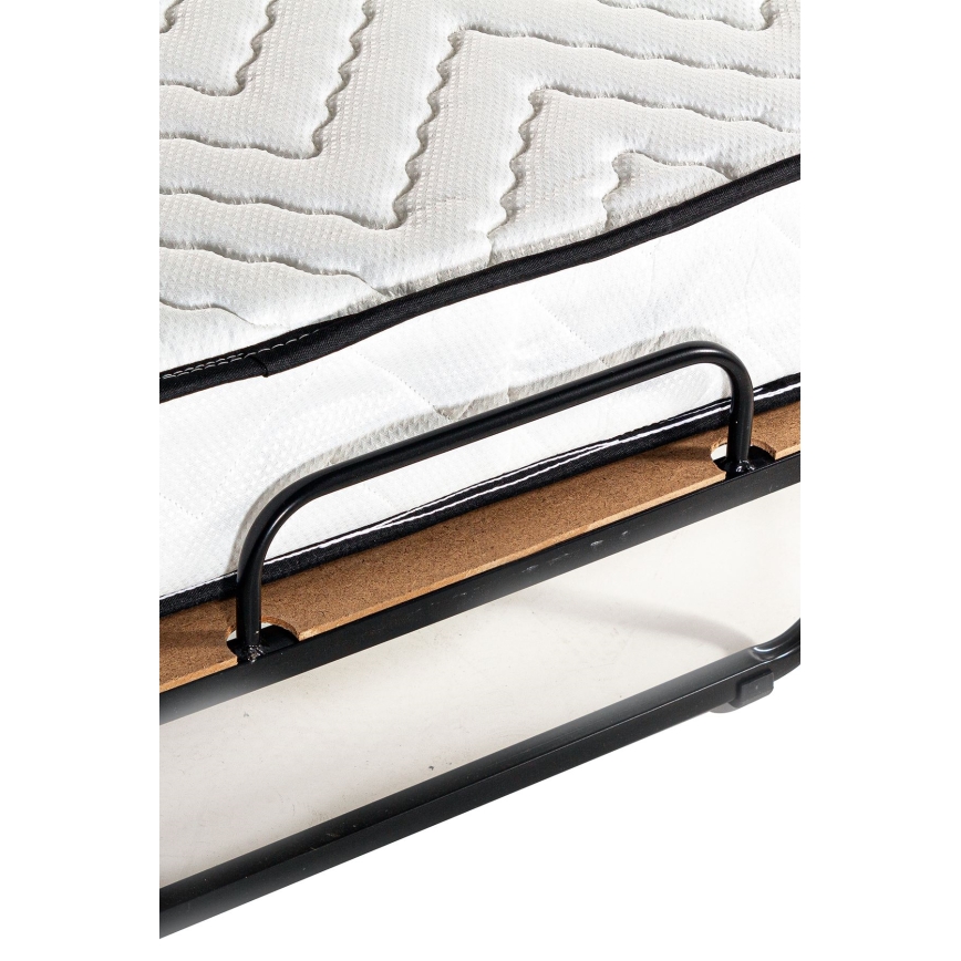 HERON Folding Metal Single Bed with Mattress, 80x190 cm, White — 120 kg Weight Capacity