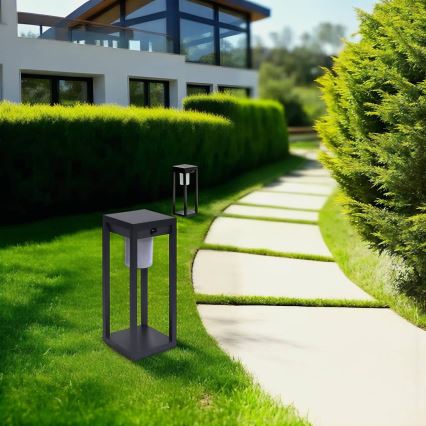 Hesperide - PIKY LED Solar Lantern with Motion Sensor, 3.7V 2600 mAh, 40 cm, IP65, Anthracite