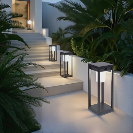 Hesperide - PIKY LED Solar Lantern with Motion Sensor, 3.7V 2600 mAh, 40 cm, IP65, Anthracite