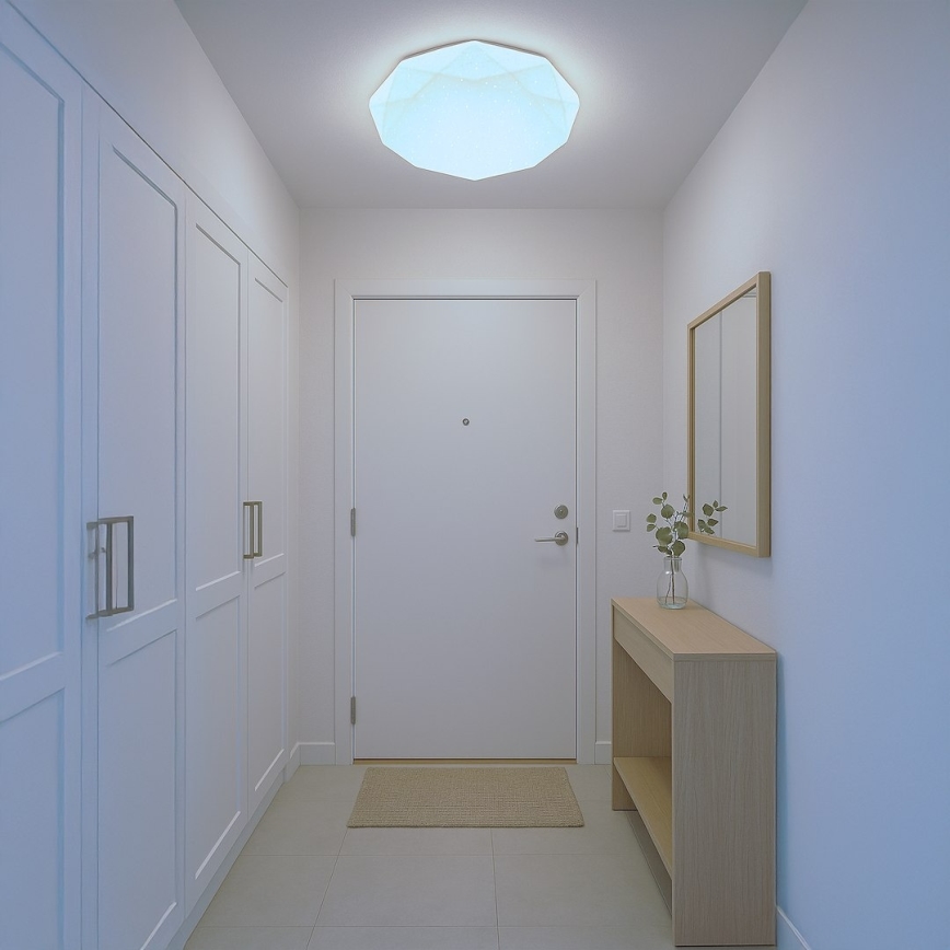 HEX LED Dimmable Ceiling Light, 72W, 230V, 3000–6000K, Ø 50 cm, White + Remote Control