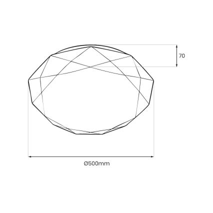HEX LED Dimmable Ceiling Light, 72W, 230V, 3000–6000K, Ø 50 cm, White + Remote Control