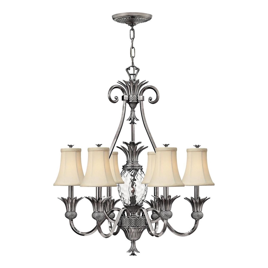 Hinkley - Chandelier on a chain PLANTATION 7xE14/40W/230V silver