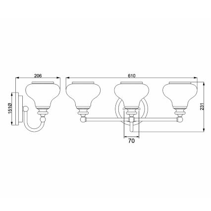 Hinkley - LED Bathroom wall light AINSLEY 3xG9/3W/230V IP44