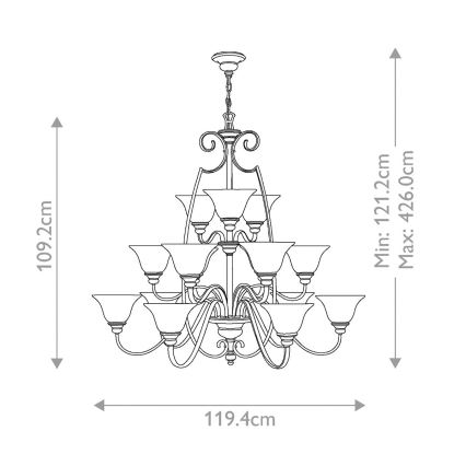 Hinkley - Chandelier on a chain CELLO 15xE27/60W/230V