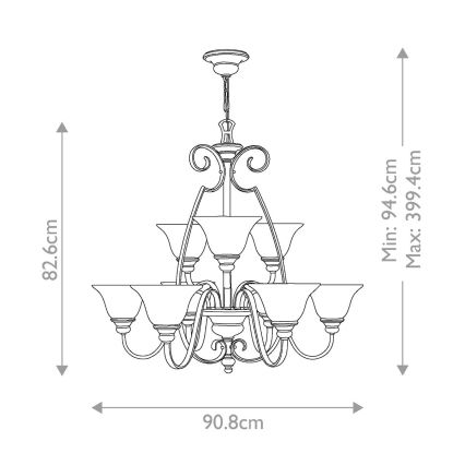 Hinkley - Chandelier on a chain CELLO 9xE27/60W/230V