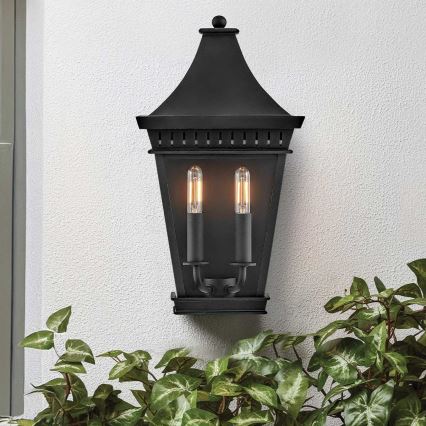 Hinkley - Outdoor wall light CHAPEL HILL 2xE14/40W/230V IP44 black