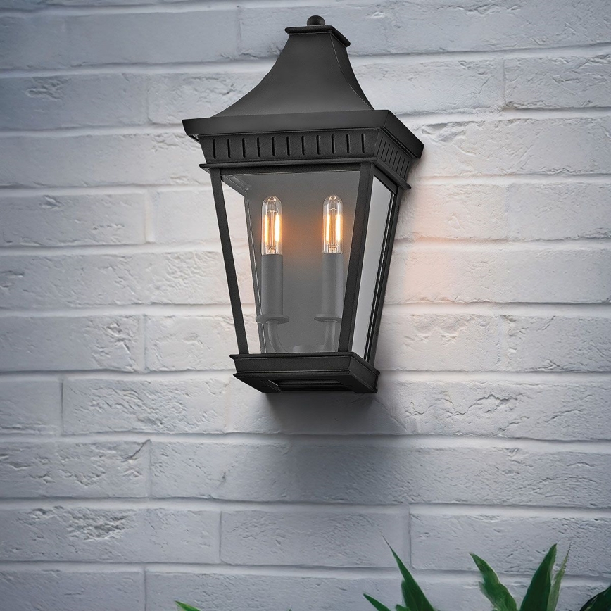 Hinkley - Outdoor wall light CHAPEL HILL 2xE14/40W/230V IP44 black