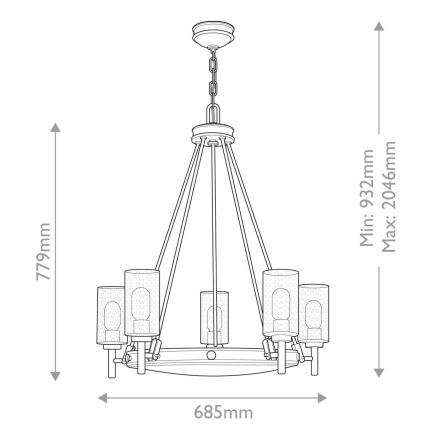 Hinkley - Chain-hung chandelier COLLIER 5xE27/40W/230V pr. 68,5 cm black