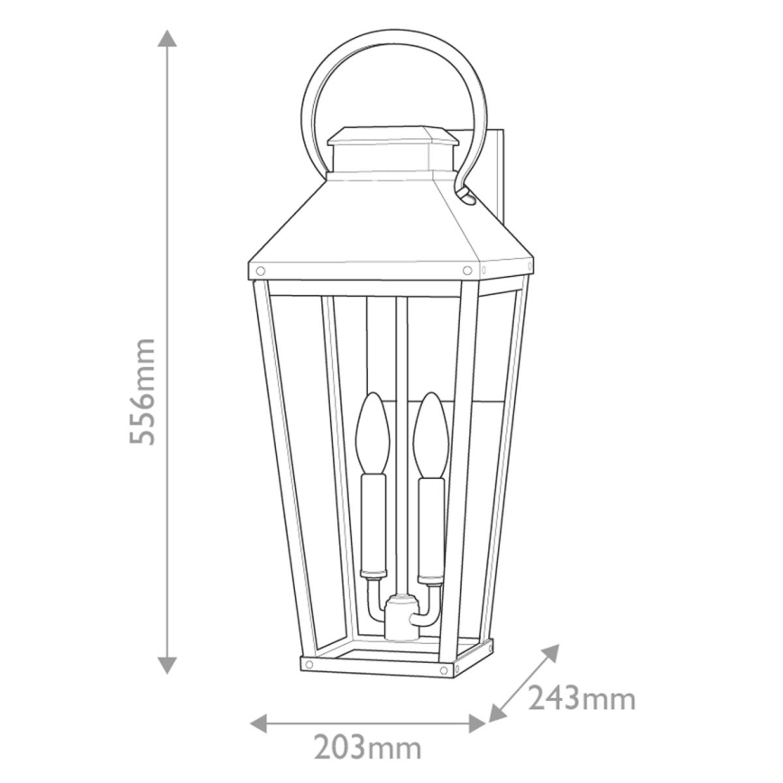 Hinkley - Outdoor wall light DAWSON 2xE14/40W/230V IP44 black