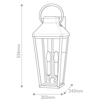 Hinkley - DAWSON L Outdoor Wall Light 2xE14/40W/230V IP44 Black