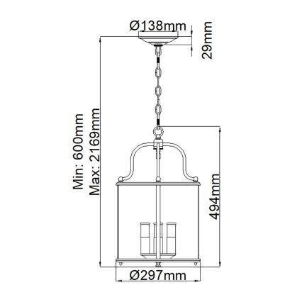 Hinkley - Chain-hung chandelier GENTRY 4xE14/60W/230V polished chrome