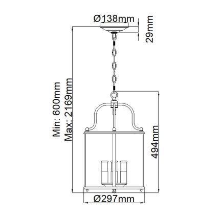 Hinkley - GENTRY Chain-Hung Chandelier 4xE14/60W/230V Matte Chrome