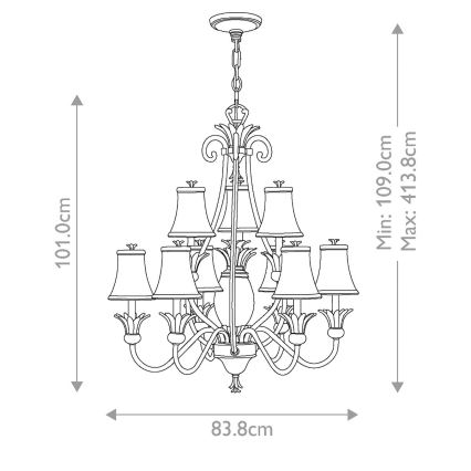 Hinkley - Chandelier on a chain PLANTATION 10xE14/40W/230V silver
