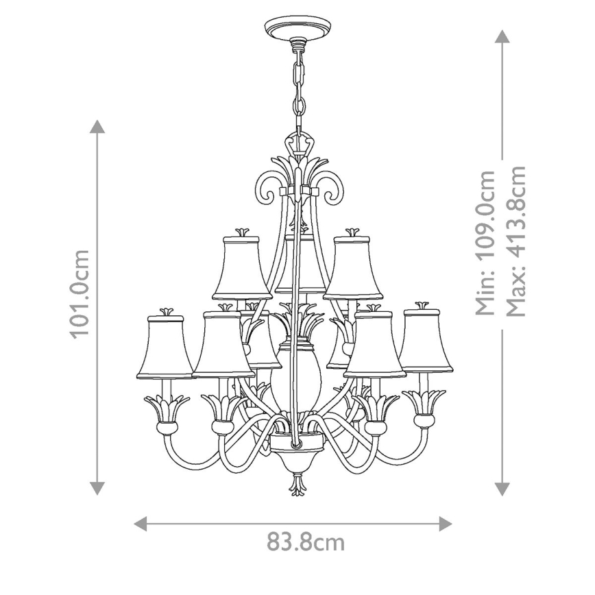 Hinkley - Chandelier on a chain PLANTATION 10xE14/40W/230V bronze