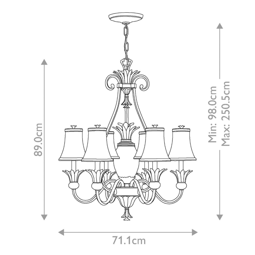 Hinkley - Chandelier on a chain PLANTATION 7xE14/40W/230V bronze