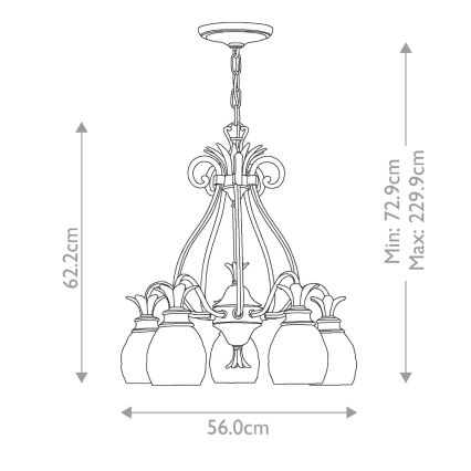 Hinkley - Chandelier on a chain PLANTATION 5xE27/60W/230V gold