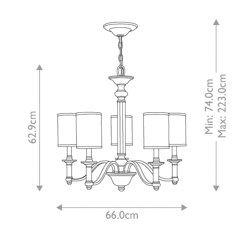 Hinkley - Chain-hung chandelier SUSSEX 5xE14/40W/230V matte chrome
