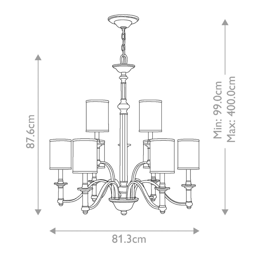 Hinkley - Chain-hung chandelier SUSSEX 9xE14/40W/230V matte chrome