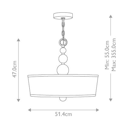 Hinkley - Chain-hung chandelier ZELDA 3xE27/60W/230V polished chrome