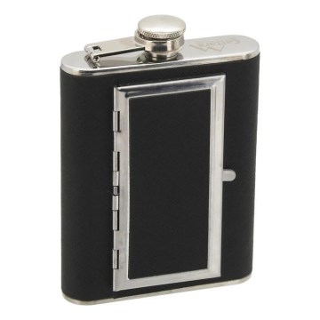 Hip flask with cigar case 175 ml black
