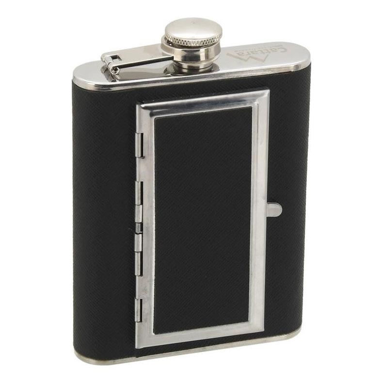 Hip flask with cigar case 175 ml black