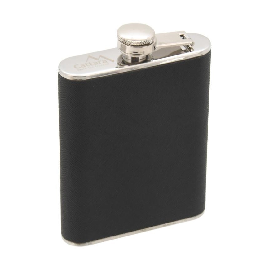Hip flask with cigar case 175 ml black
