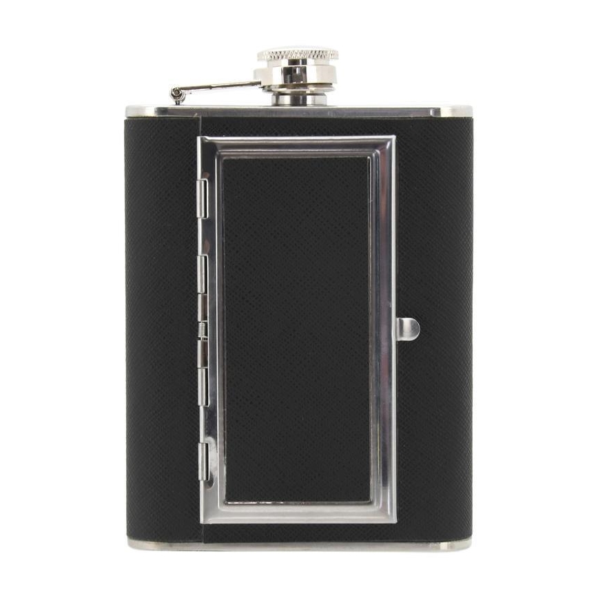 Hip flask with cigar case 175 ml black