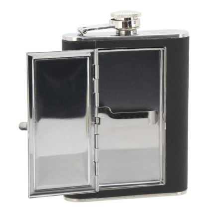 Hip flask with cigar case 175 ml black