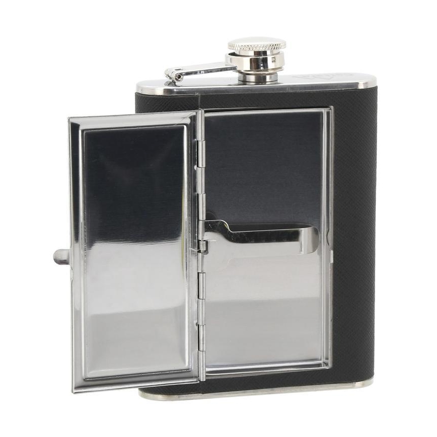 Hip flask with cigar case 175 ml black